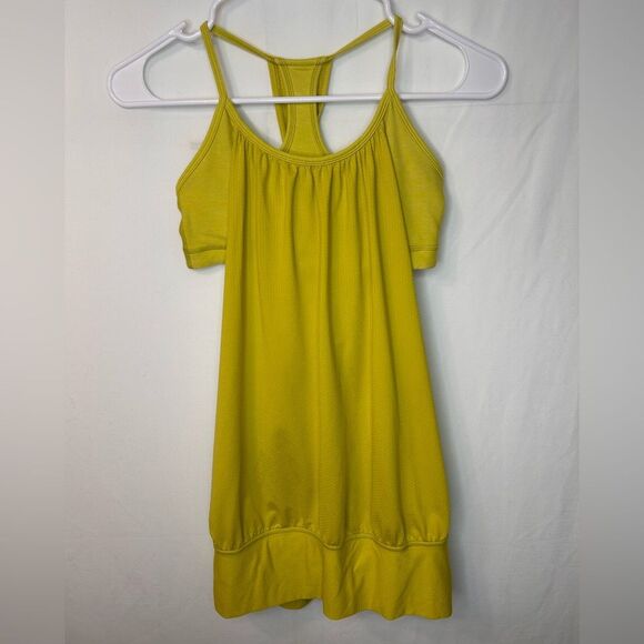 Lululemon Women’s No Limits Tank Top Sport Bra Lime Green Yellow Size 4 - Picture 4 of 16